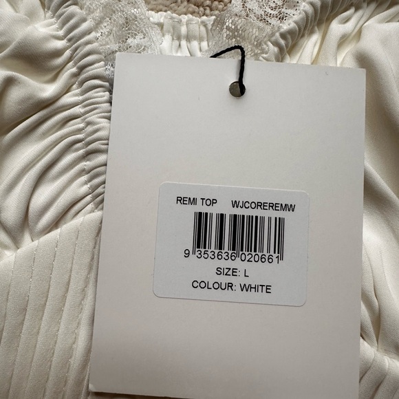 NWT With Jean Remi Milkmaid Top Off Shoulder Crop Top White Size Large - Picture 15 of 16